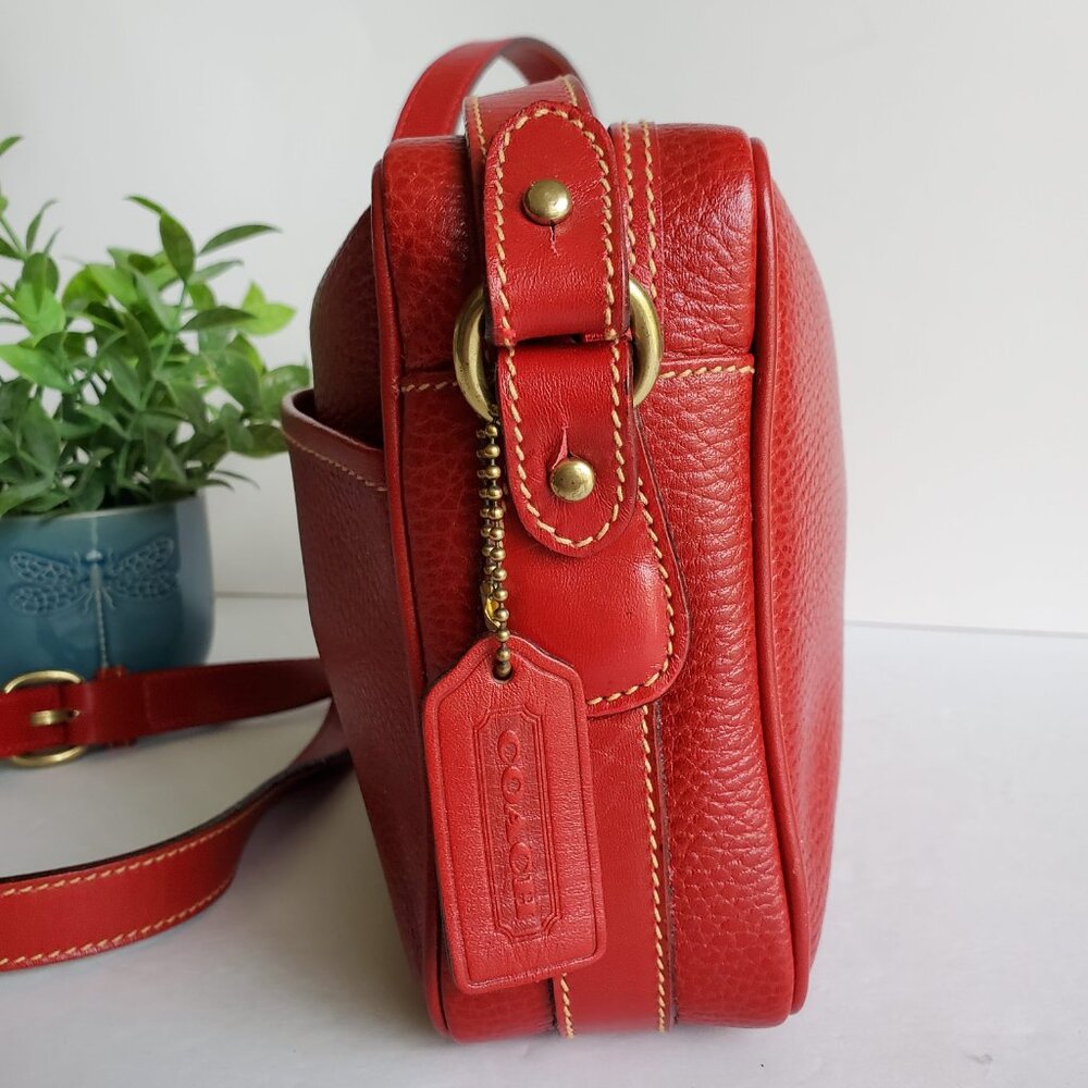 EUC Vintage Coach Sheridan Charleston Bag (#4217) Red w/Red trim – Hard to Find! - Picture 2 of 12